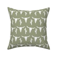 longhorn skull // artichoke green southwest cactus baby boy kids green texas