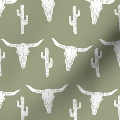 longhorn skull // artichoke green southwest cactus baby boy kids green texas