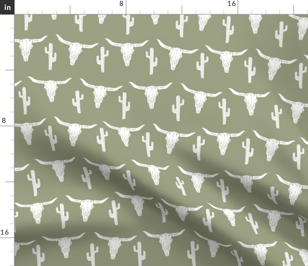 longhorn skull // artichoke green southwest cactus baby boy kids green texas