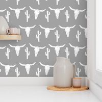 longhorn skull grey // kids nursery baby cactus southwest skull 