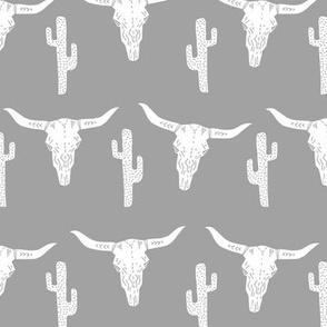 longhorn skull grey // kids nursery baby cactus southwest skull 