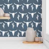 longhorn skull // skull southwest cactus blue kids boys nursery baby