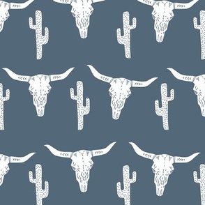 longhorn skull // skull southwest cactus blue kids boys nursery baby