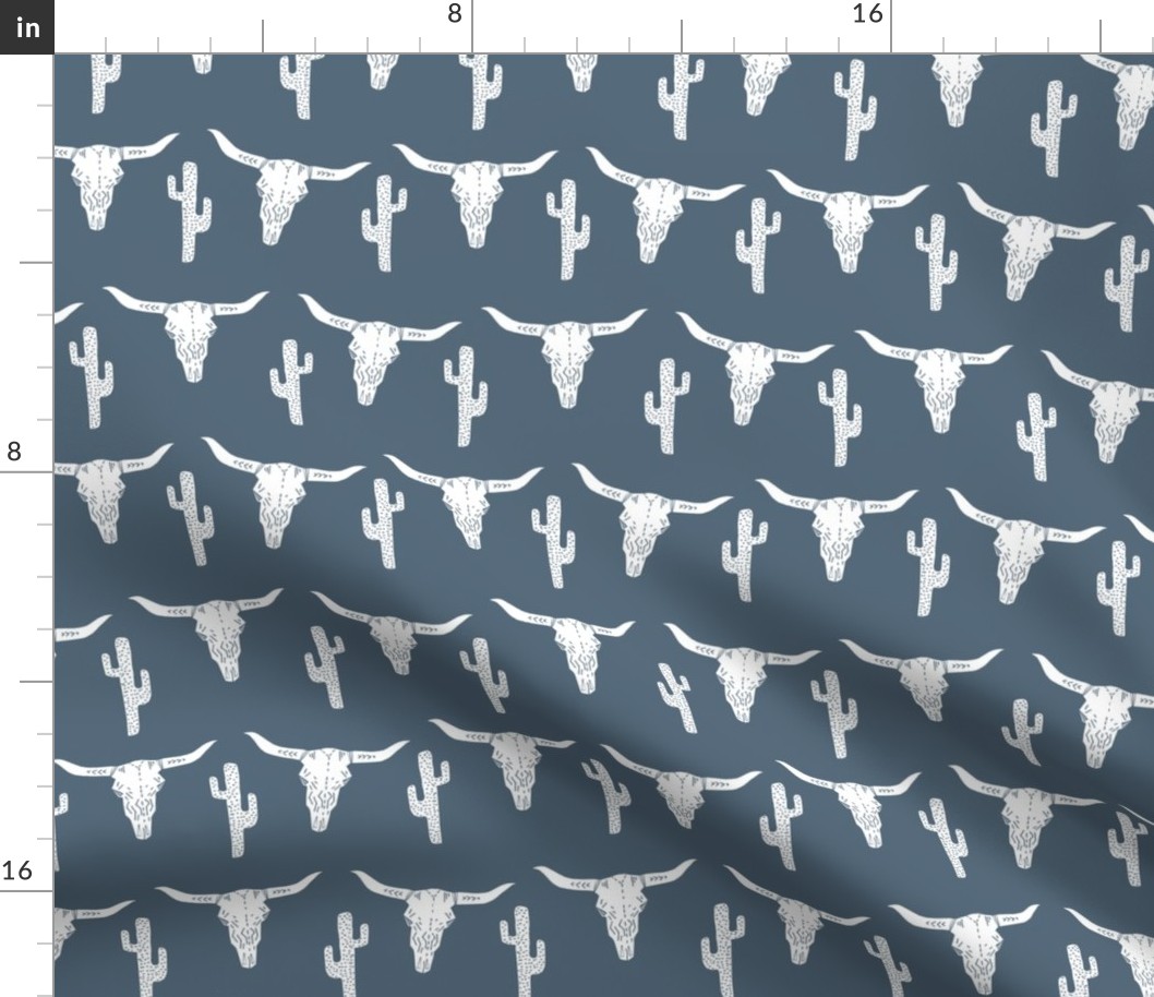 longhorn skull // skull southwest cactus blue kids boys nursery baby