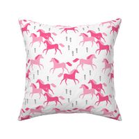 horses fabric // pink running horses kids cowgirl sweet pink pastel horse