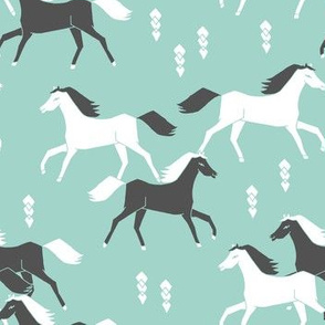 horses // mint and grey kids western cowboy texas ranch