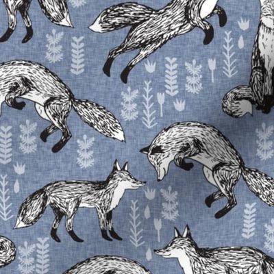 Foxes - Stonewash Blue with Linen look by Andrea Lauren 