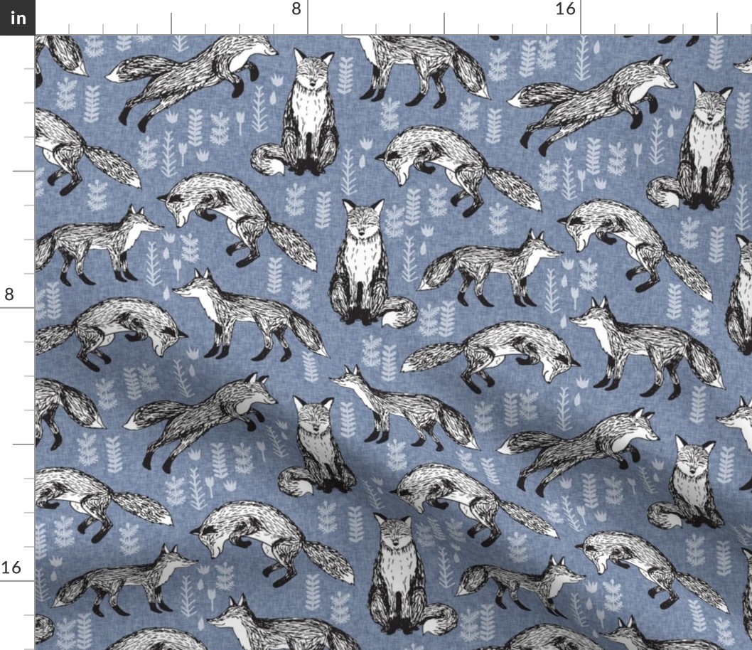 Foxes - Stonewash Blue with Linen look by Andrea Lauren 