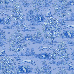 Bright Indigo Blue Reverse Greyhound Toile