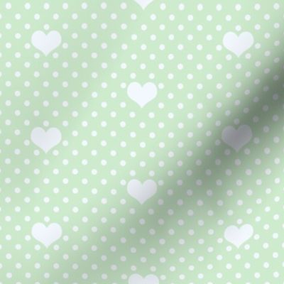 PolkaDot and Heart in Pale Green