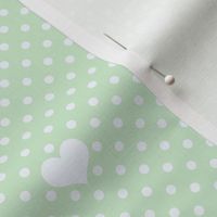 PolkaDot and Heart in Pale Green