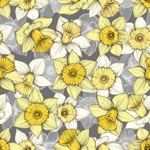 Daffodil Daze - Yellow, Grey & White floral pattern
