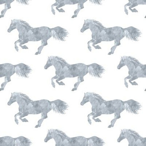 Watercolor Pony in Smoke Grey on White // standard