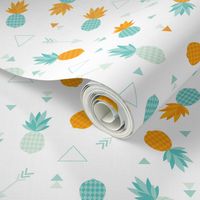 summer pinapples in orange and soft blue gender neutral geometric arrows illustration print