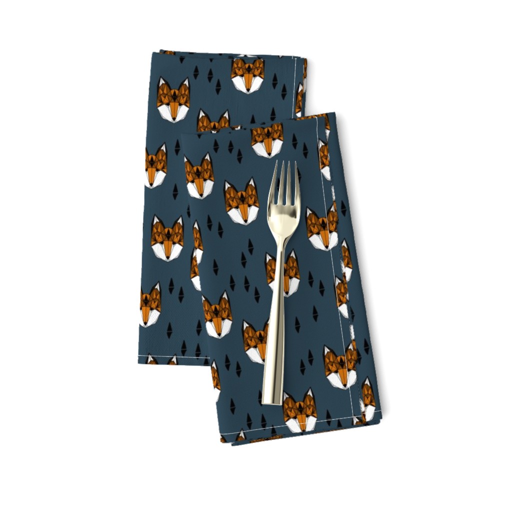 fox // navy and rust geometric fox head foxes woodland boys men navy blue