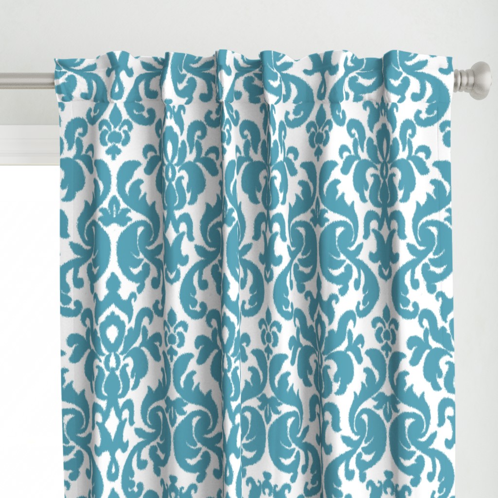 Teal Ikat Damask