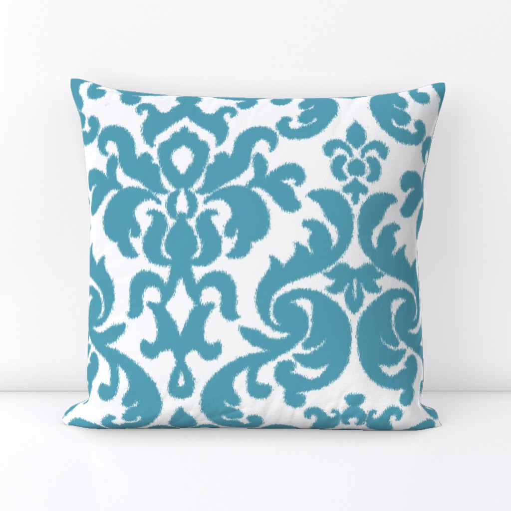 Teal Ikat Damask