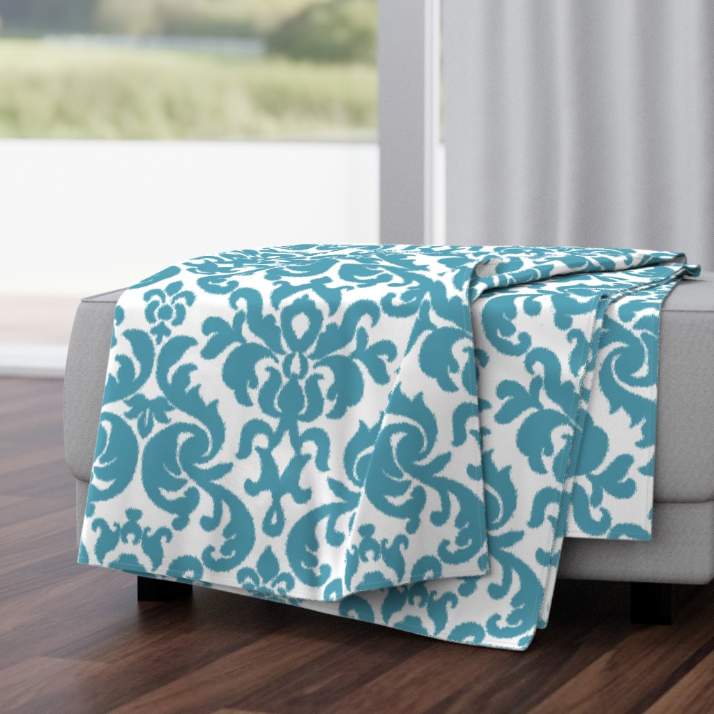 Teal Ikat Damask