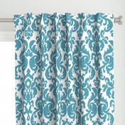 Teal Ikat Damask