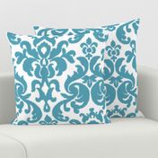 Teal Ikat Damask