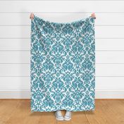 Teal Ikat Damask