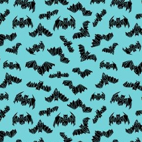 bats // aqua tiny geo geometric blue halloween aqua 