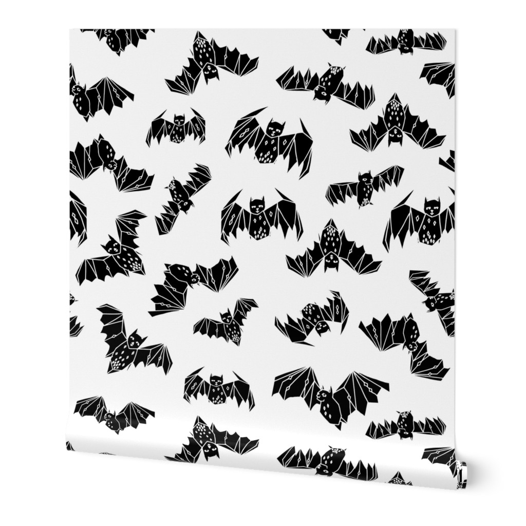 bat // bats geo geometric black and white kids super hero kids nursery scandi bat geo geometric halloween spooky scary fabric by andrea lauren