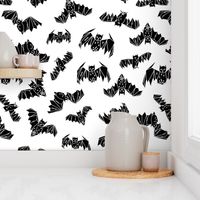 bat // bats geo geometric black and white kids super hero kids nursery scandi bat geo geometric halloween spooky scary fabric by andrea lauren