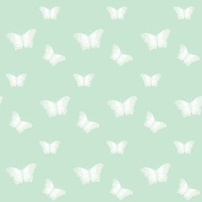 White Butterflies on Pale Sea Green