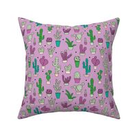 Cactus cacti summer garden botanical pink violet girls illustration trend pattern 