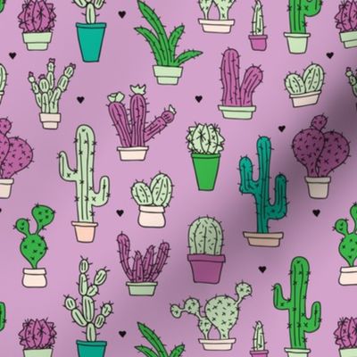 Cactus cacti summer garden botanical pink violet girls illustration trend pattern 