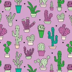 Cactus cacti summer garden botanical pink violet girls illustration trend pattern 