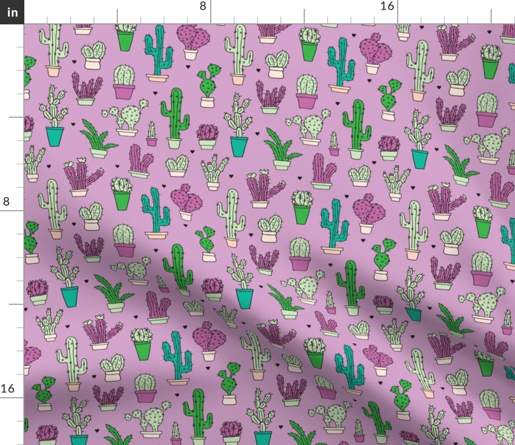 Cactus cacti summer garden botanical pink violet girls illustration trend pattern 