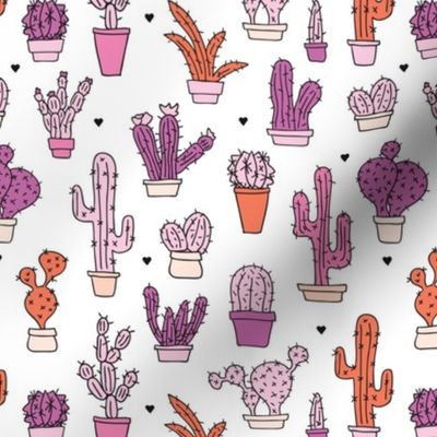 Cactus cacti summer garden botanical pink girls illustration trend pattern 