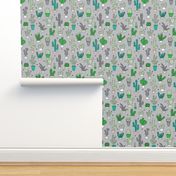 Cactus cacti summer garden botanical green and gray gender neutral pattern 