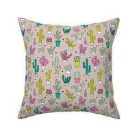 colorfl cactus garden cute retro style cacti trend illustration print for kids