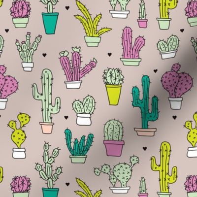 colorfl cactus garden cute retro style cacti trend illustration print for kids