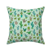 Cactus cacti summer garden botanical green mint and blue kids pattern 