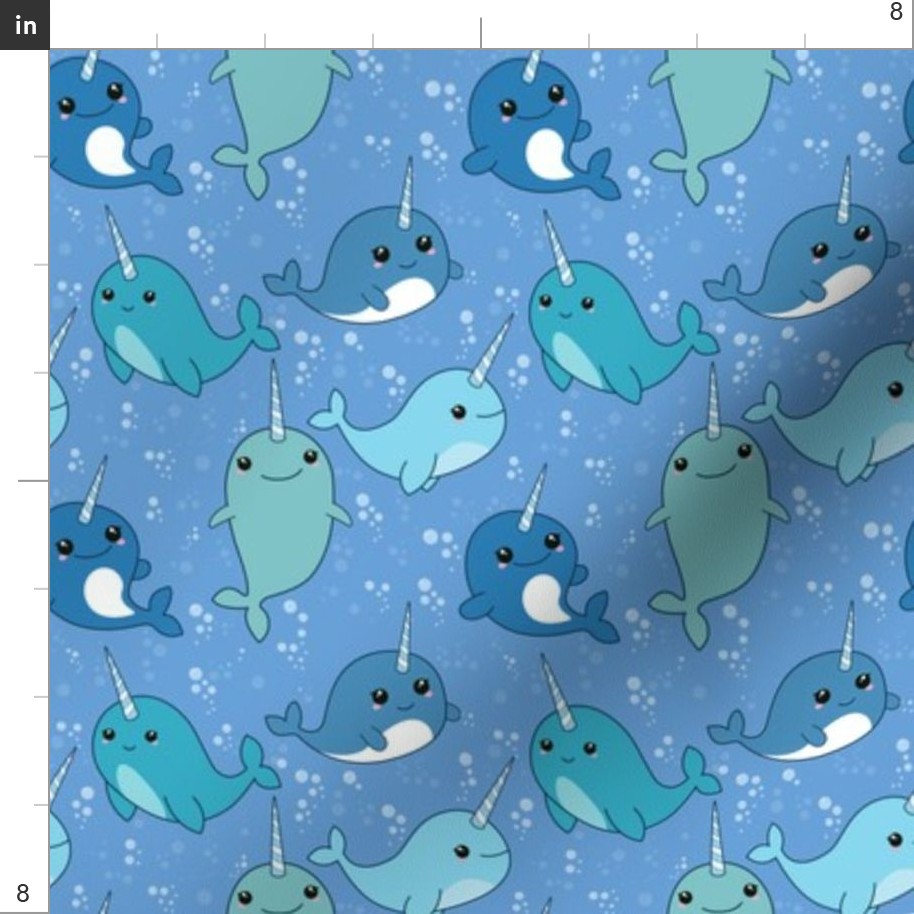 Cute Narwhal Pattern Fabric | Spoonflower