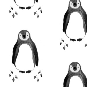 large penguins with prints