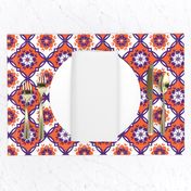 Orange and purple team color Medallion 4inch repeat