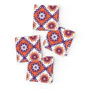 Orange and purple team color Medallion 4inch repeat