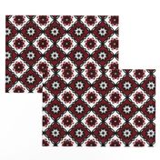 Garnet and black team color Medallion 4inch repeat