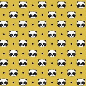 Panda Polka Dots - Mustard (teeny tiny version) by Andrea Lauren