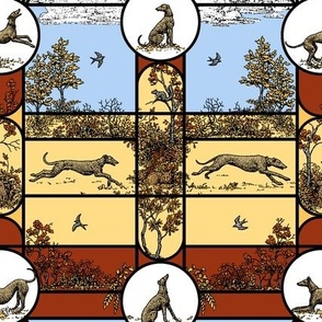 Autumn Stained Glass Greyhounds - Large -