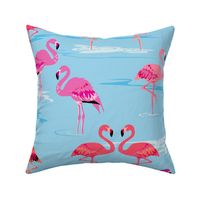 flamingos love aqua - Large