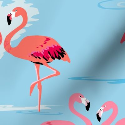 flamingos love aqua - Large