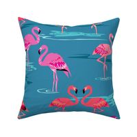 flamingos love teal - Large