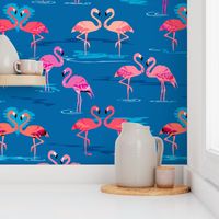 flamingos love blue - Large