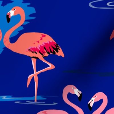 flamingos love navy - Large